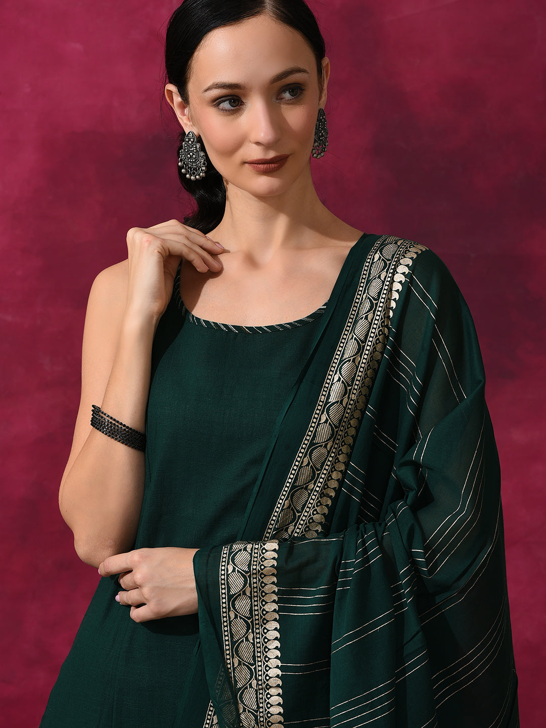 Green Kurta Palazzo With Dupatta