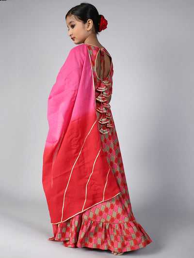 Red Printed Lehenga Choli With Dupatta