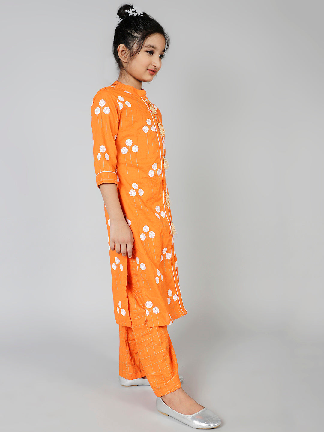 Orange Gold Printed Kurta With Palazzo