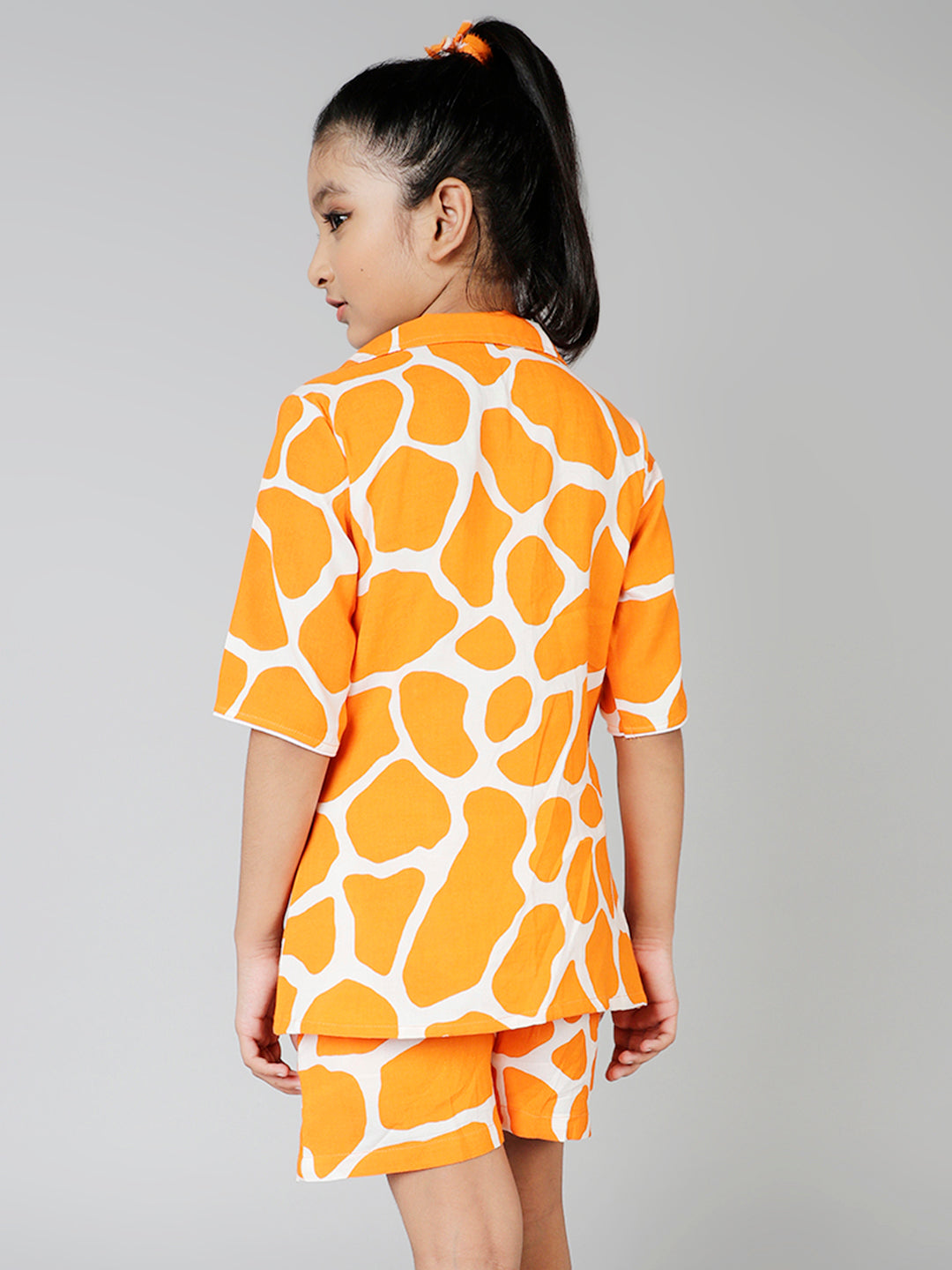 Orange Animal Print Short Nightsuit