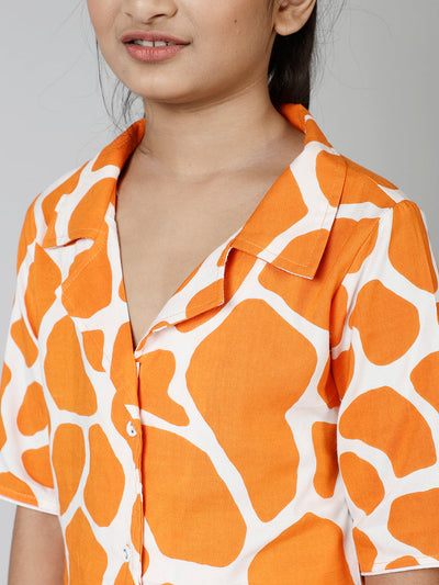 Orange Animal Print Short Nightsuit