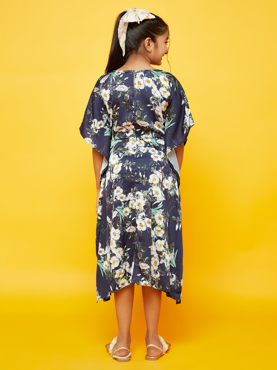 Navy Blue Floral Print Midi dress