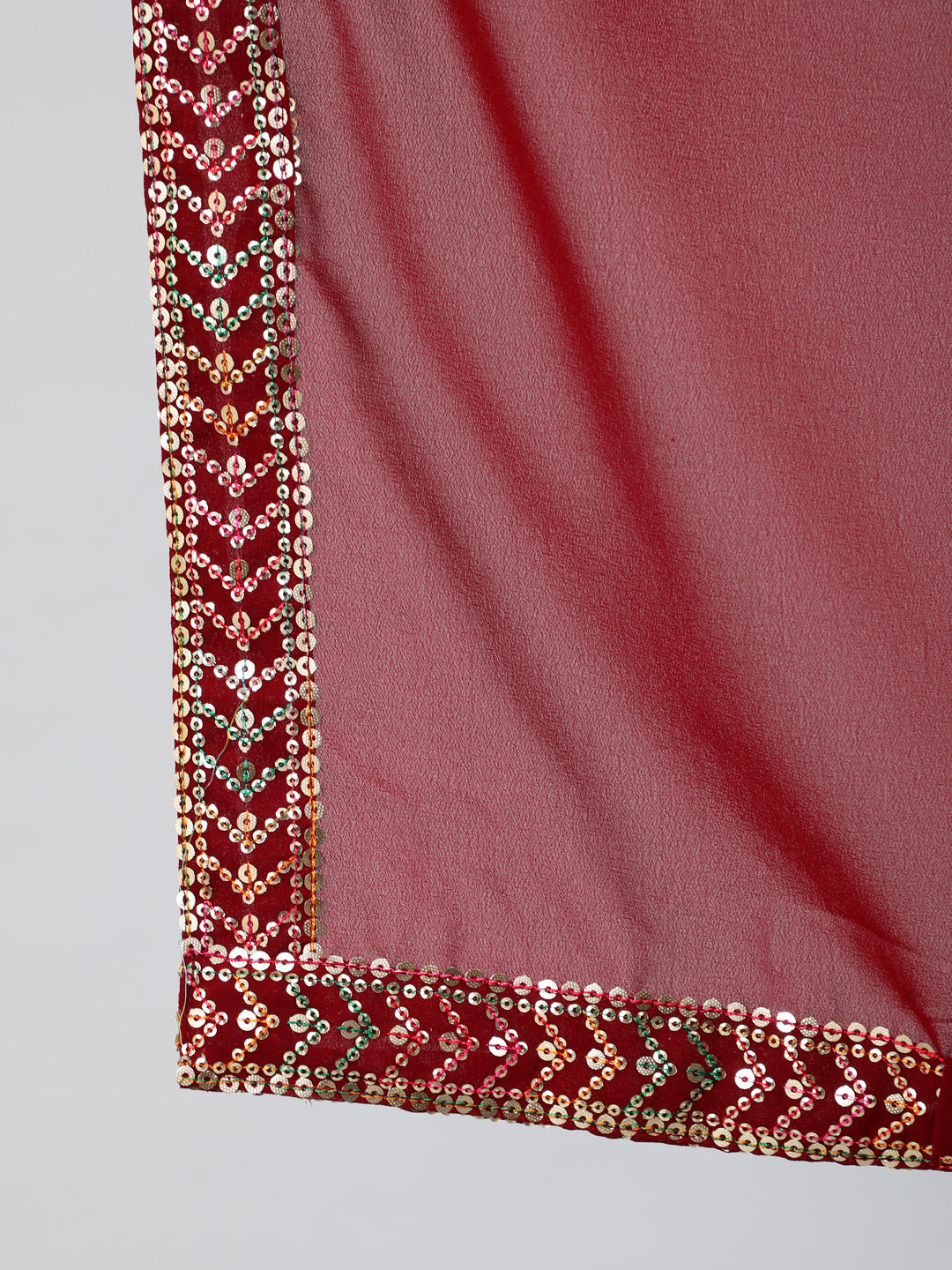 Maroon Sequin Kurta Sharara With Dupatta