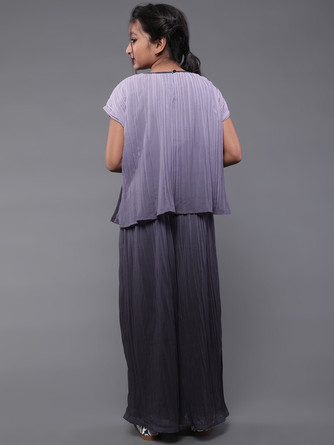 Grey Pleated Top With Palazzo