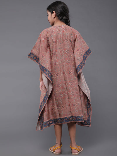 Brown Floral Print Kaftan Dress