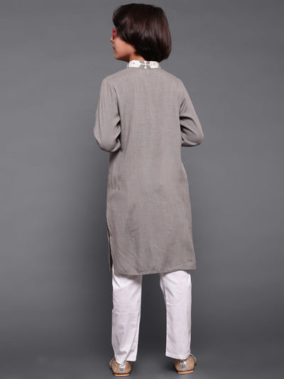 Grey Embroidered Long Kurta