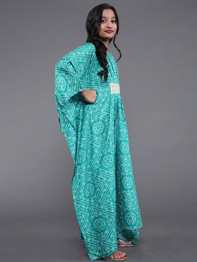 Green Bandhani Print Dress