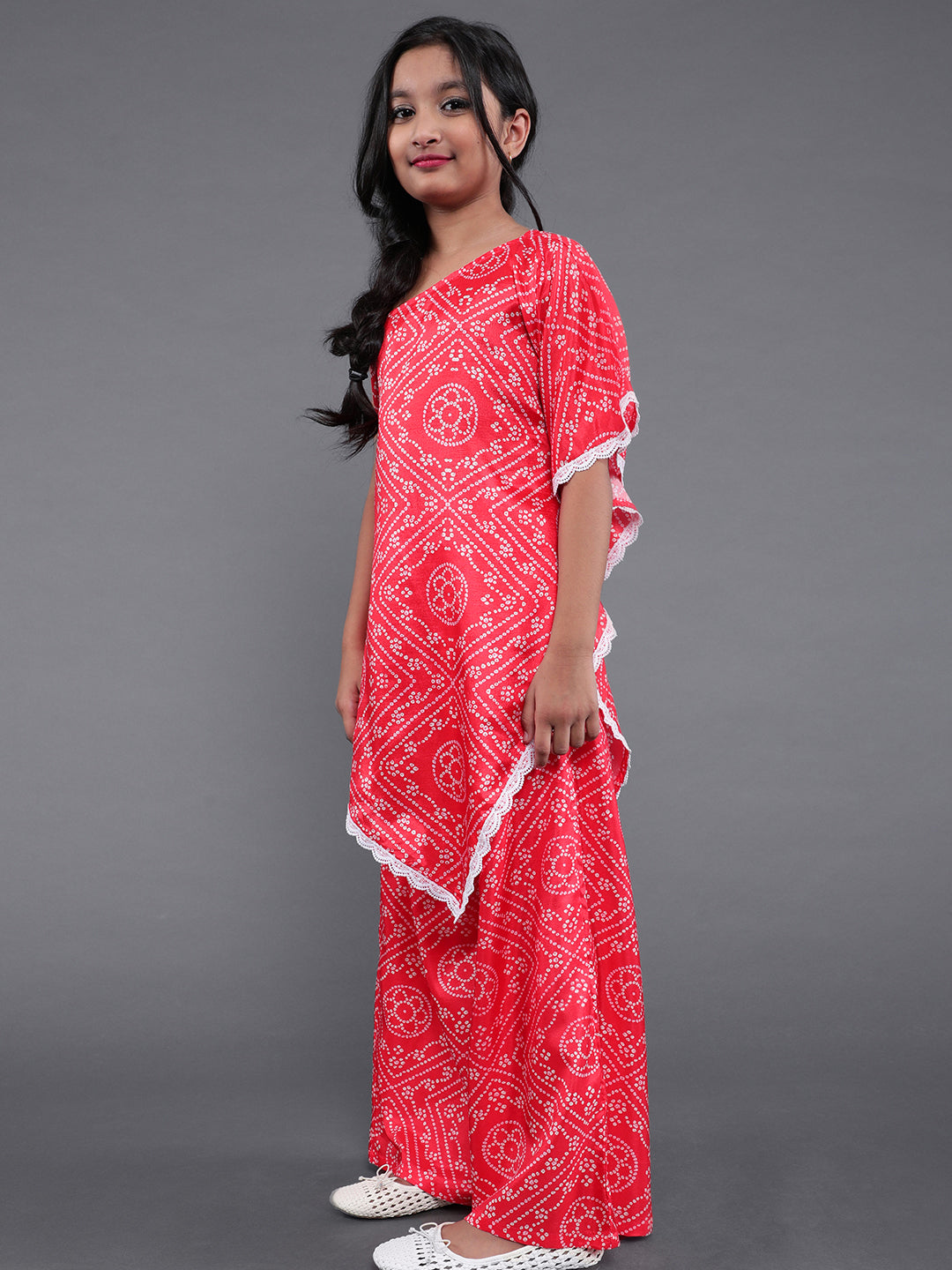 Red Floral Print Kurta With Palazzo