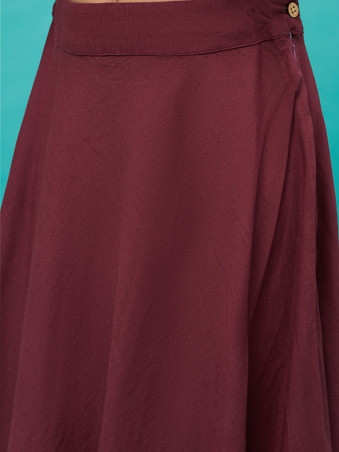 Maroon Floral Print Kurta With Skirt