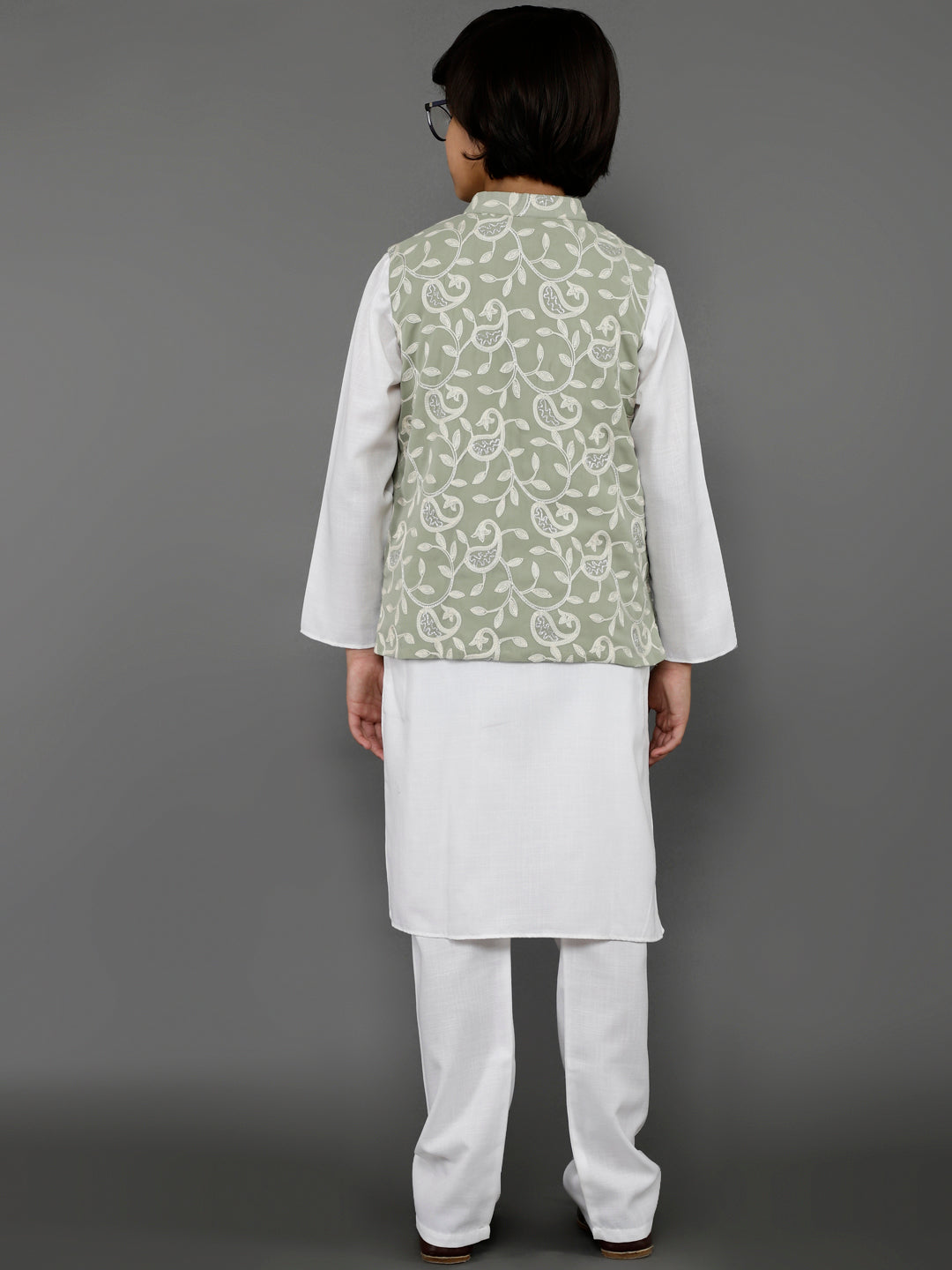 White Kurta Pant With Nehru Jacket