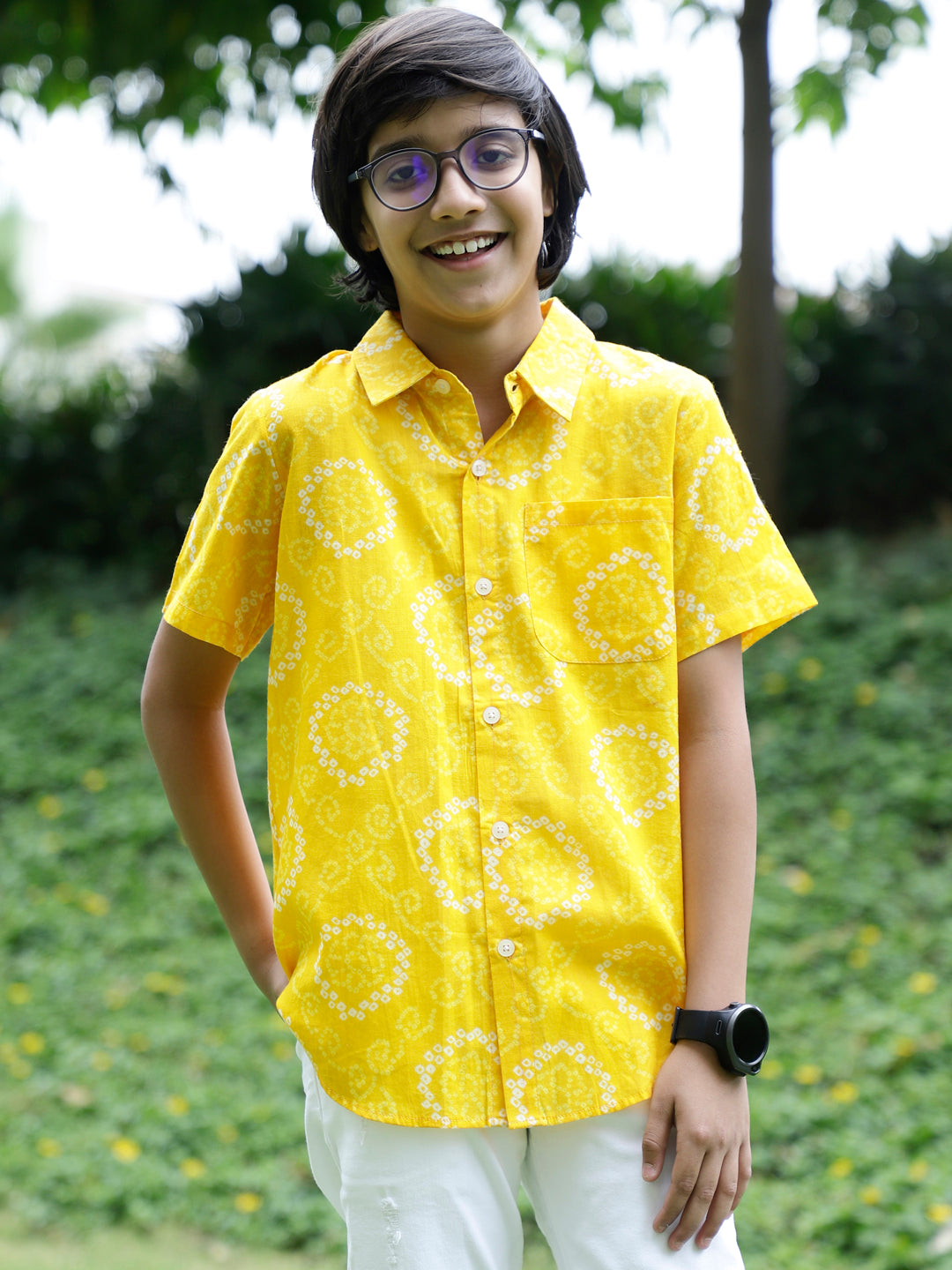 Yellow Bandhani Print Shirt