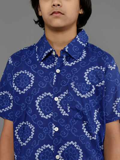 Blue Bandhani Print Shirt
