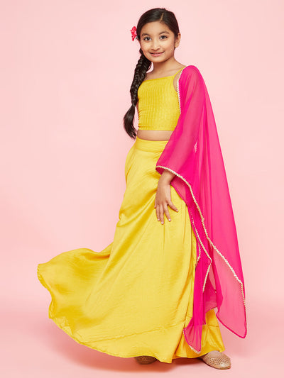 Yellow Embellished Lehenga Choli With Dupatta