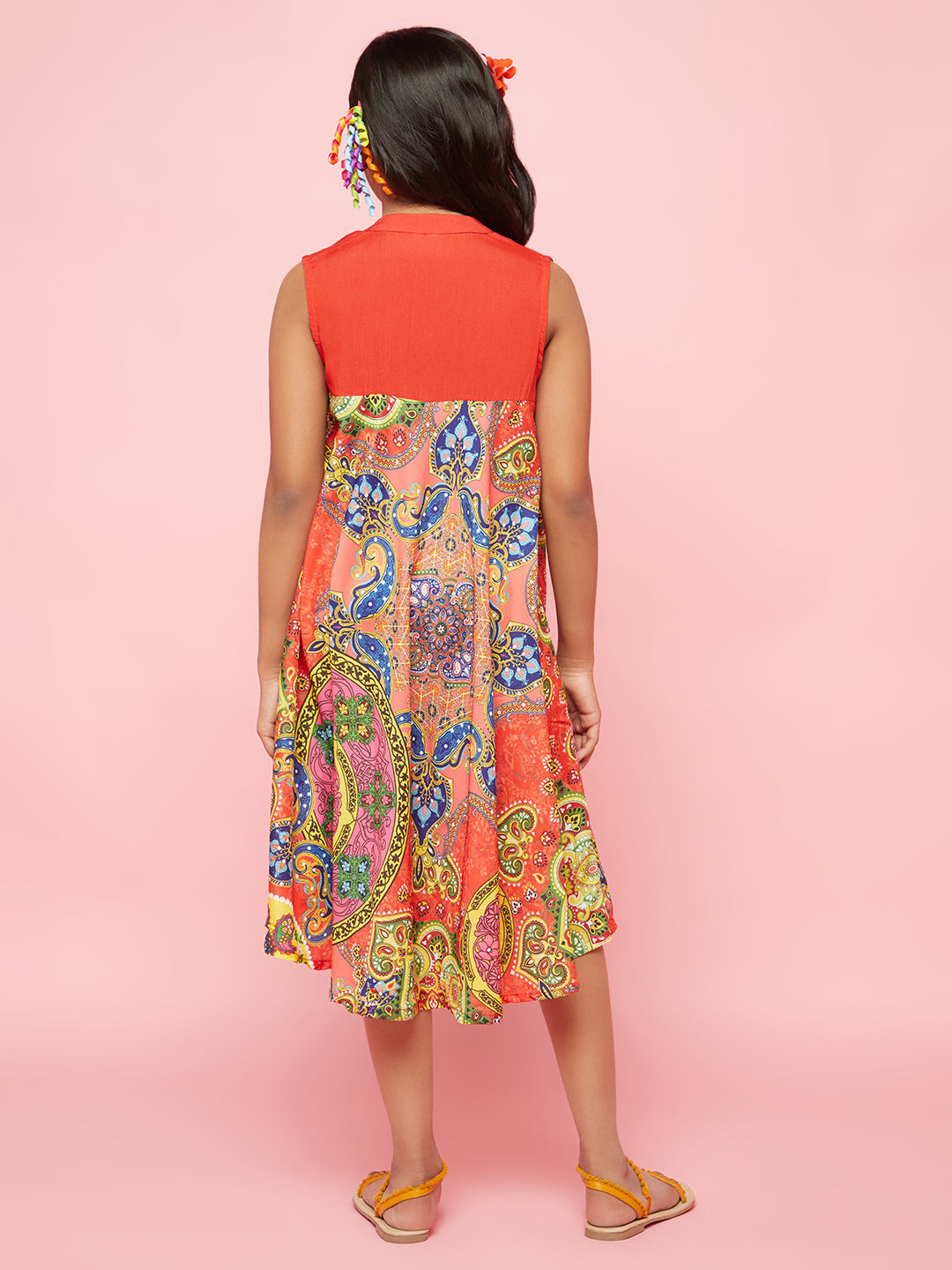 Red Printed A-Line Dress