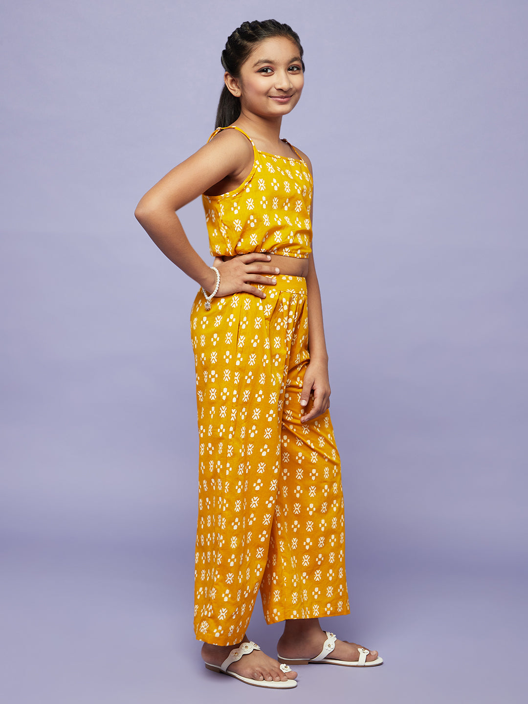 Yellow Print Top With Palazzo