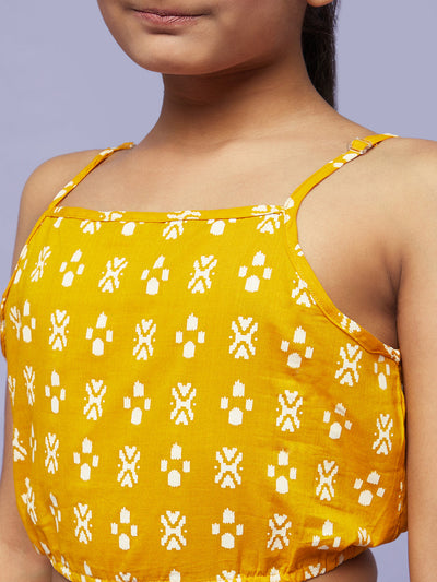 Yellow Print Top With Palazzo