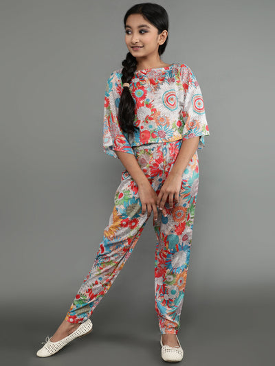 Mulicolor Floral Print Top With Pant