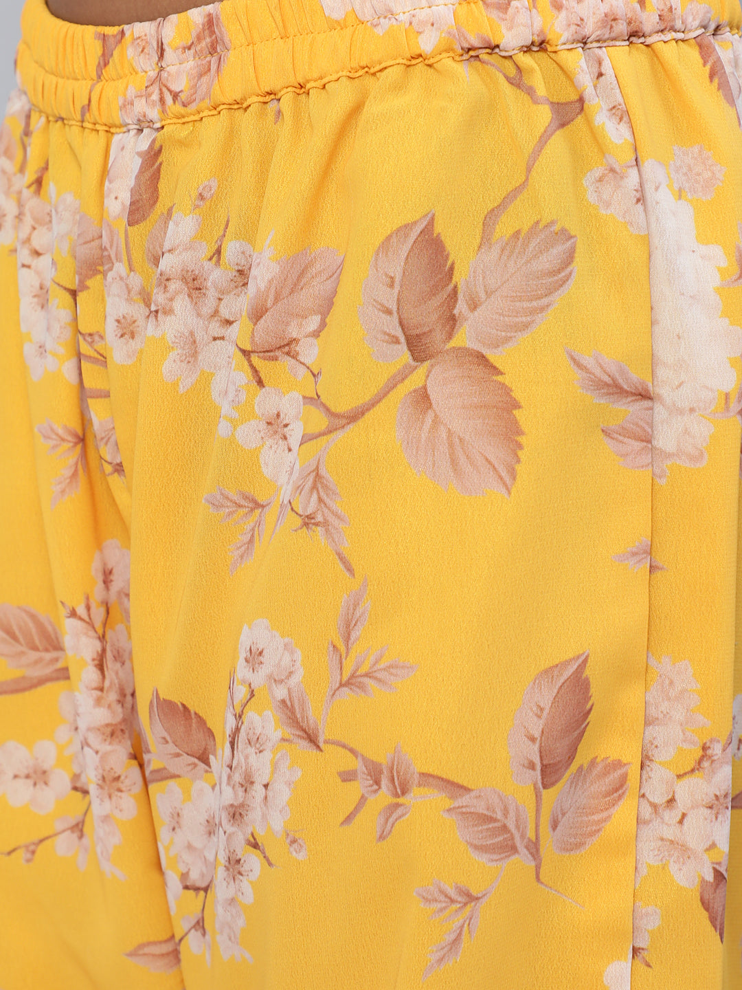 Yellow Floral Print Kurta Sharara With Dupatta