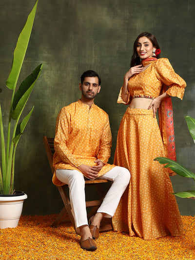 Yellow Digital Printed Couple Combo