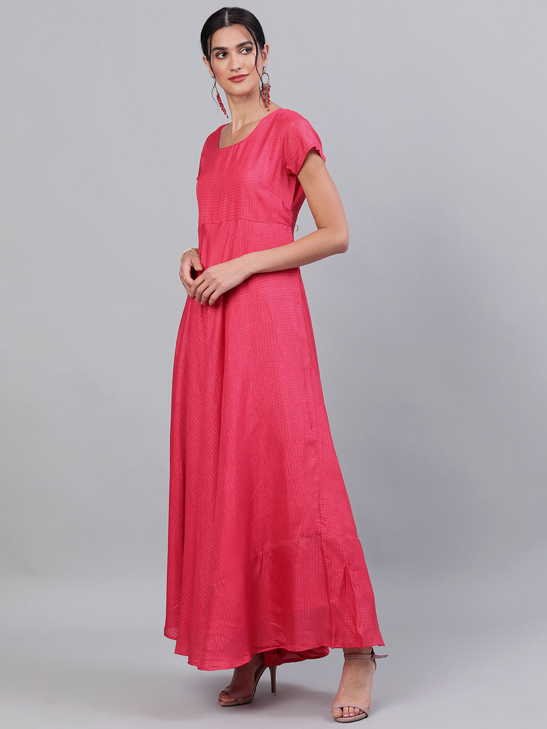 Pink Flared Maxi Dress