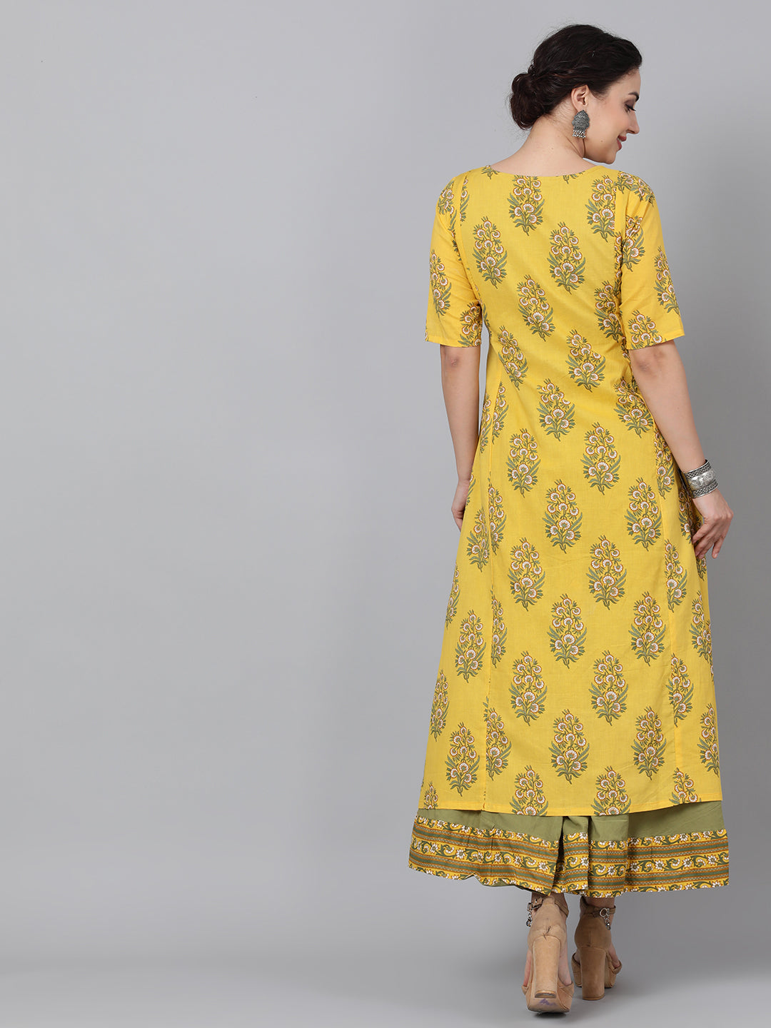 Yellow Floral Print Maxi Dress