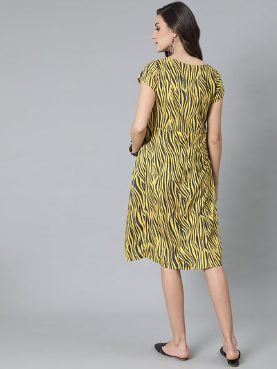 Yellow & Black Animal Print Dress