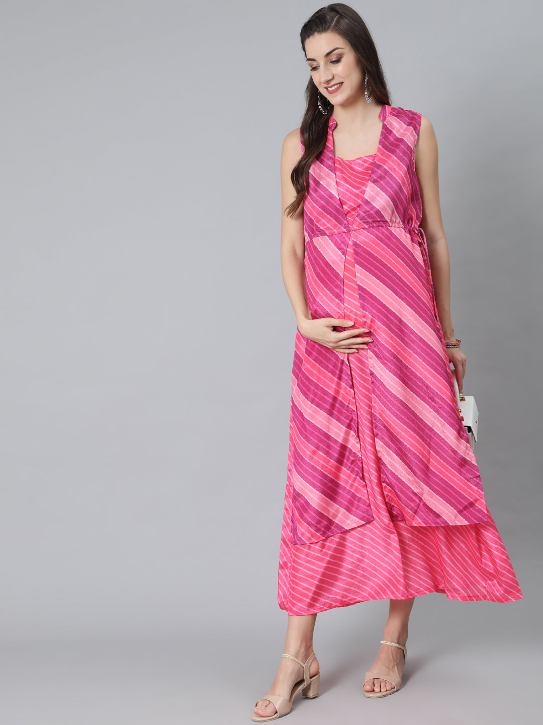 Pink Leheriya Print Maxi Dress