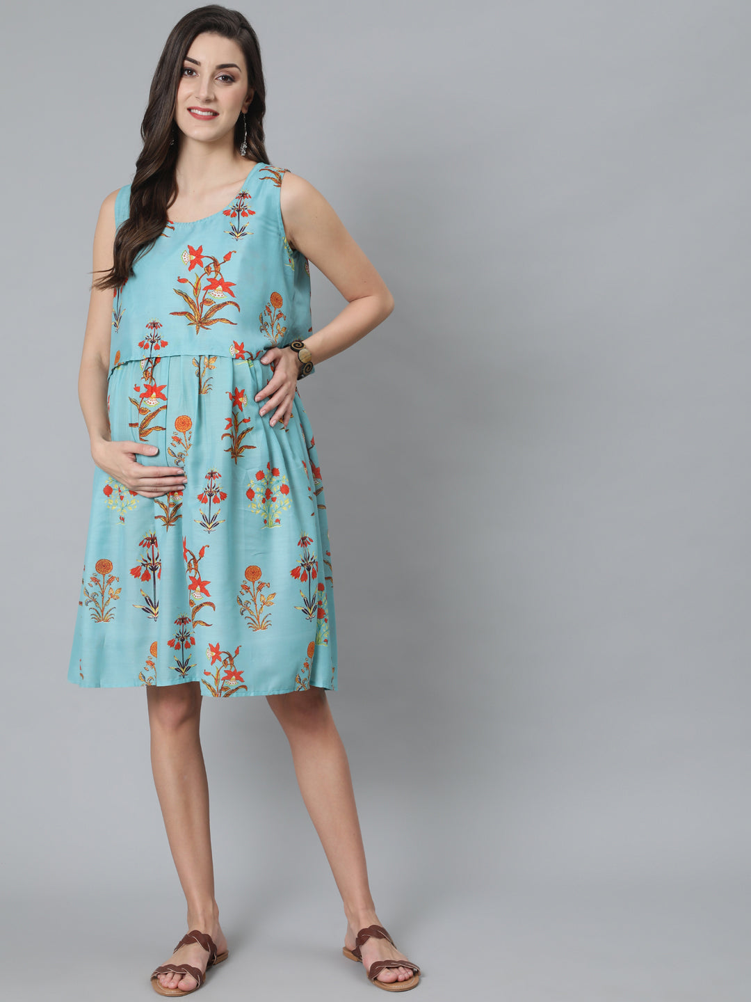 Blue Floral Print Dress