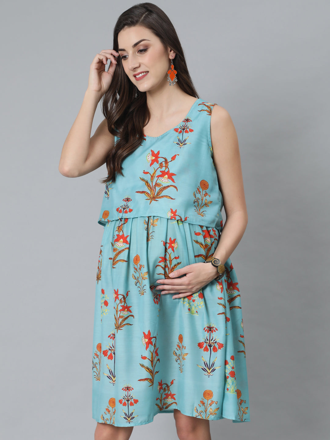 Blue Floral Print Dress