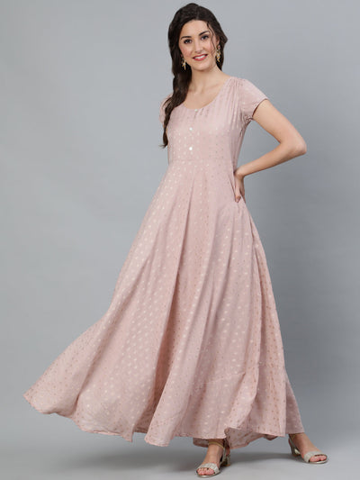 Nude Zari Worked Flared Maxi Dress