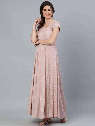 Nude Zari Worked Flared Maxi Dress