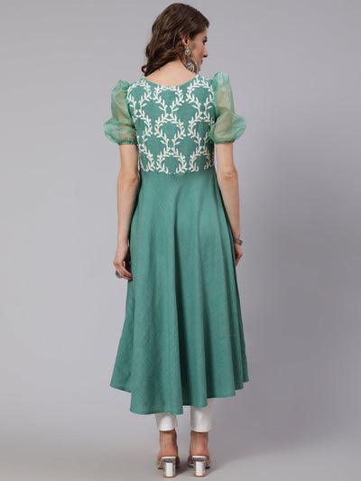 Green Embroidered Anarkali