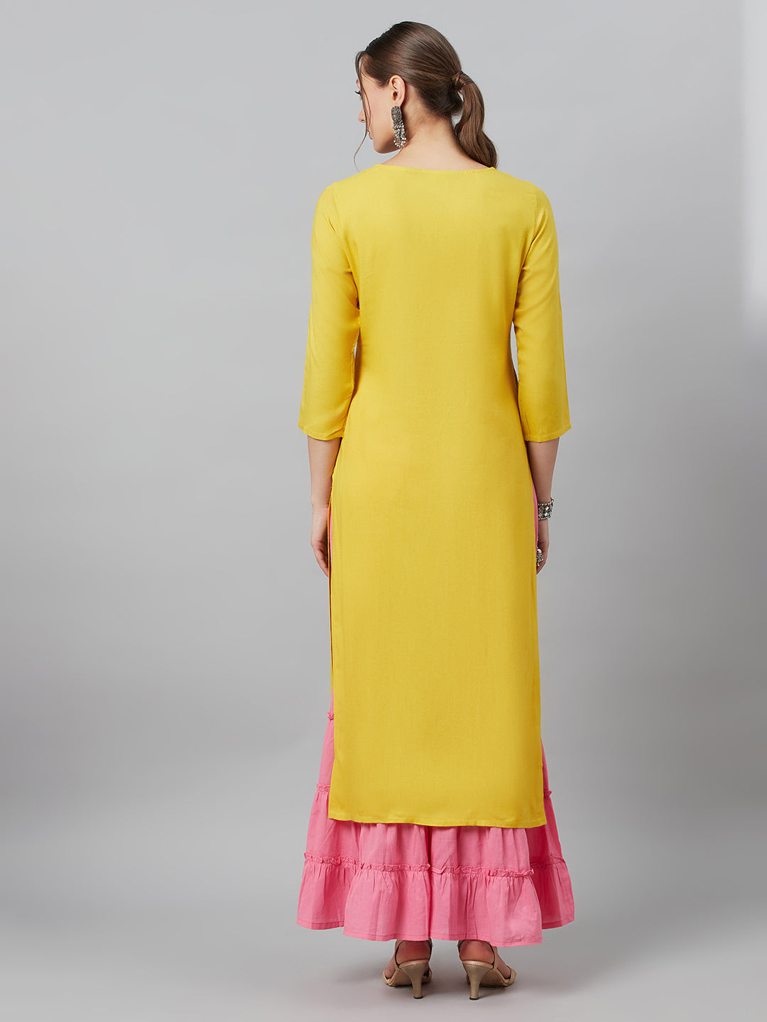Yellow Embroidered Kurta