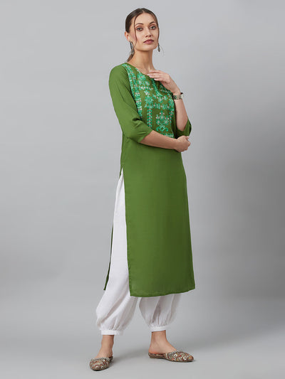 Green Embroidered Kurta