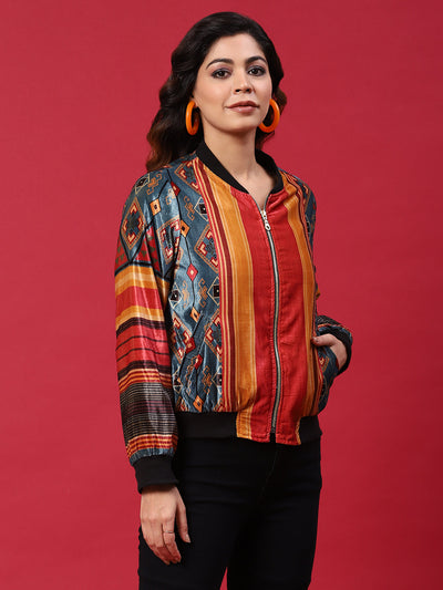 Multicolor Printed Velvet Jacket