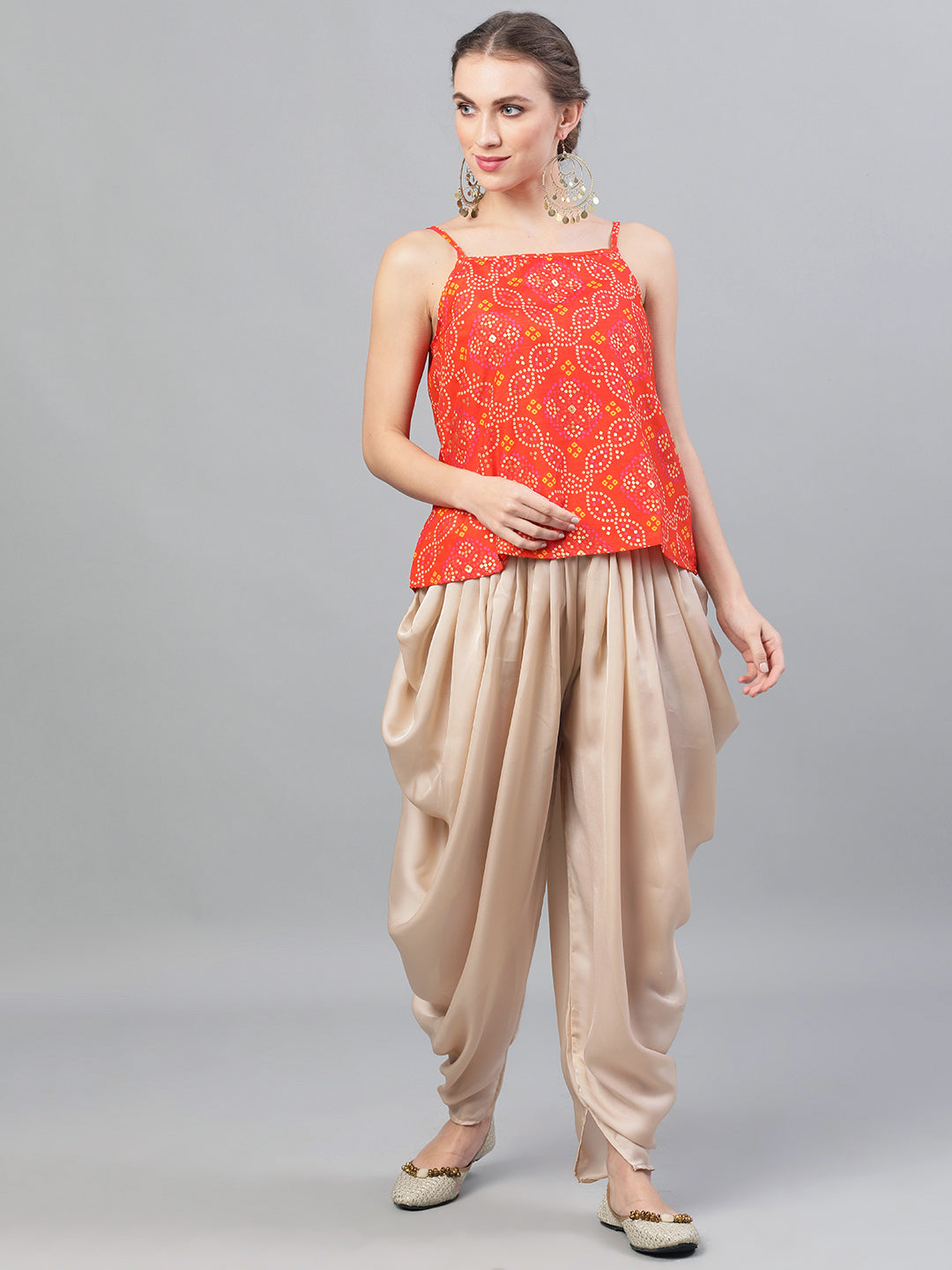 Pink Bandhani Print Top Pant With Jacket