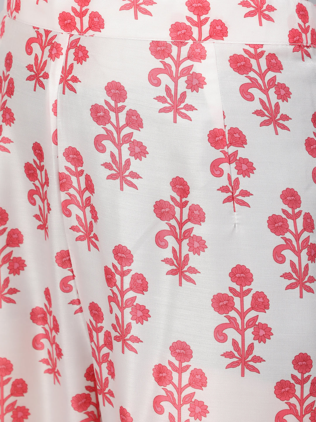 Pink Floral Print Kurta Pant With Dupatta