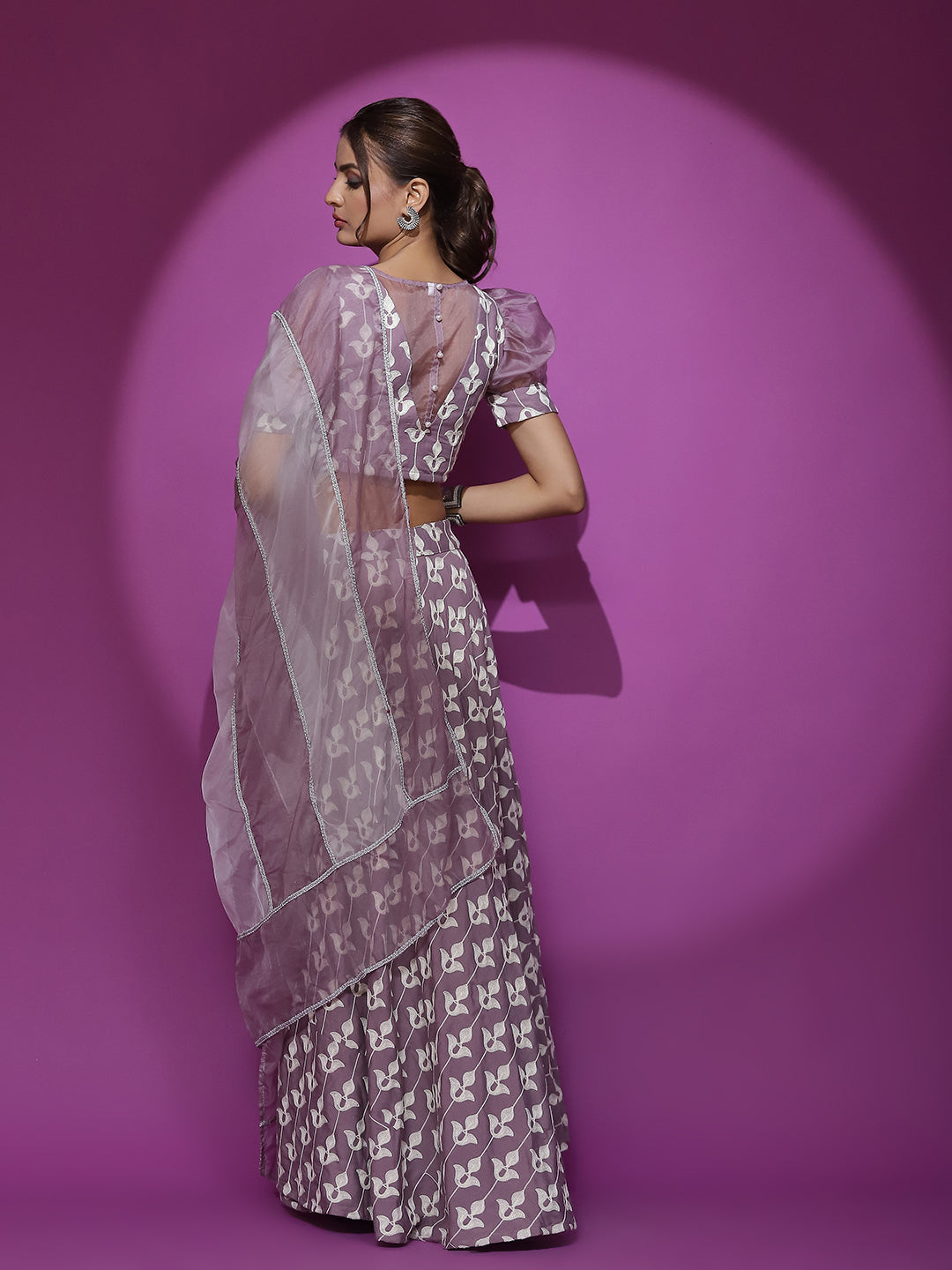 Mauve Embroidered Lehenga Choli With Dupatta