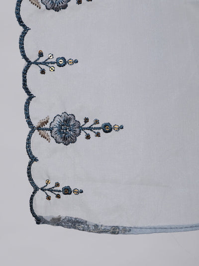 Blue Embroidered Kurta Pant With Dupatta