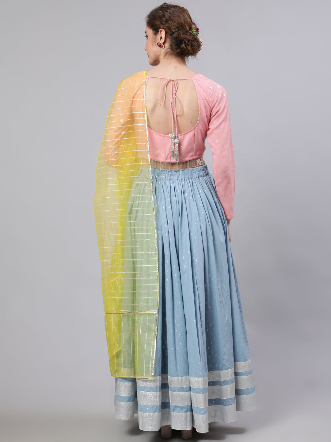 Blue & Pink Lehenga Choli With Dupatta