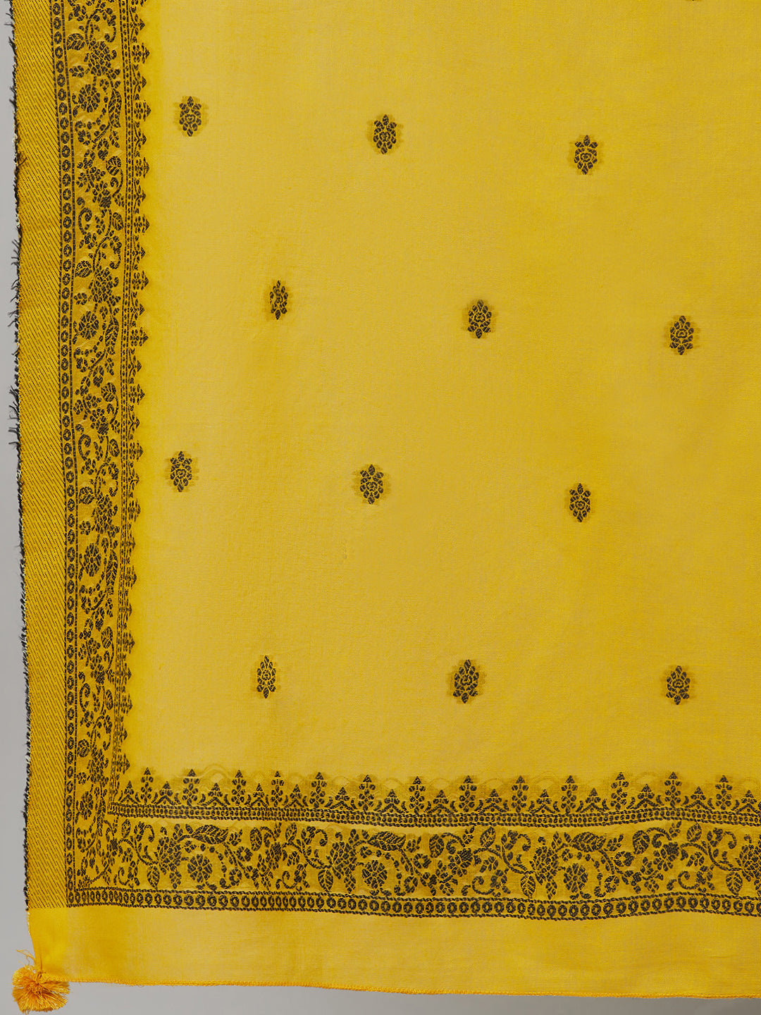 Mustard Embroidered Kurta Palazzo With Dupatta