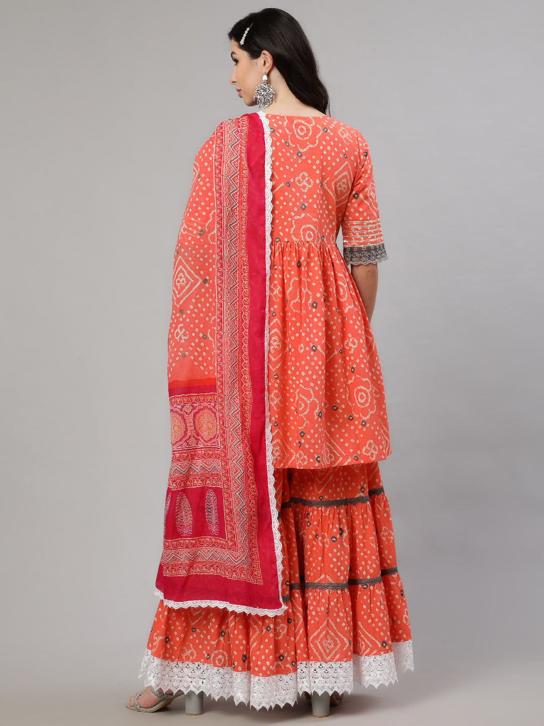 Orange Nyra-Cut Kurta Sharara With Dupatta