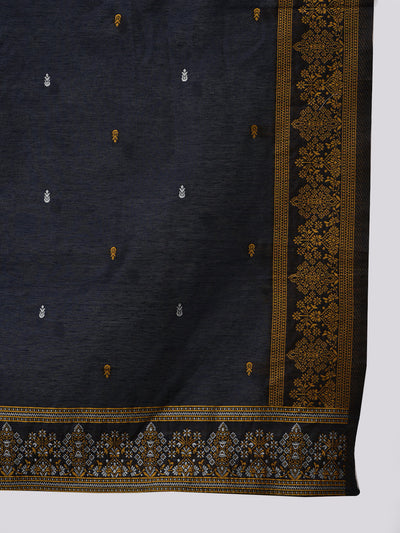 Navy Blue Woven Designed Kurta Pant With Dupatta