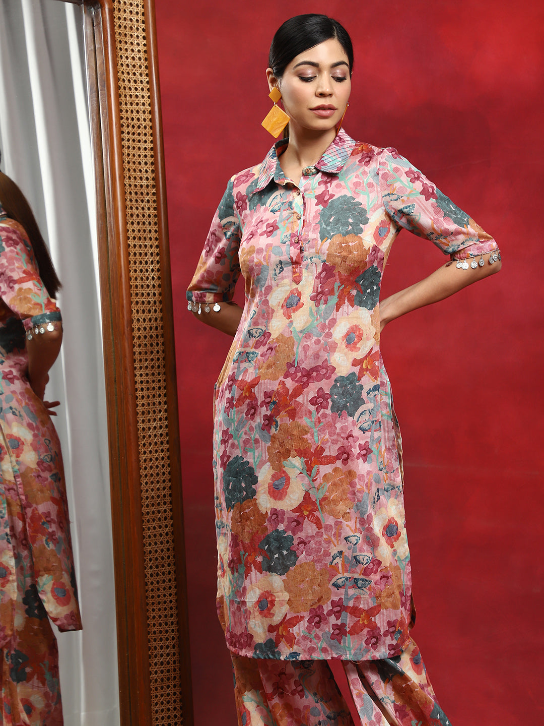 Multicolor Floral Printed Pakistani Kurta With Salwar