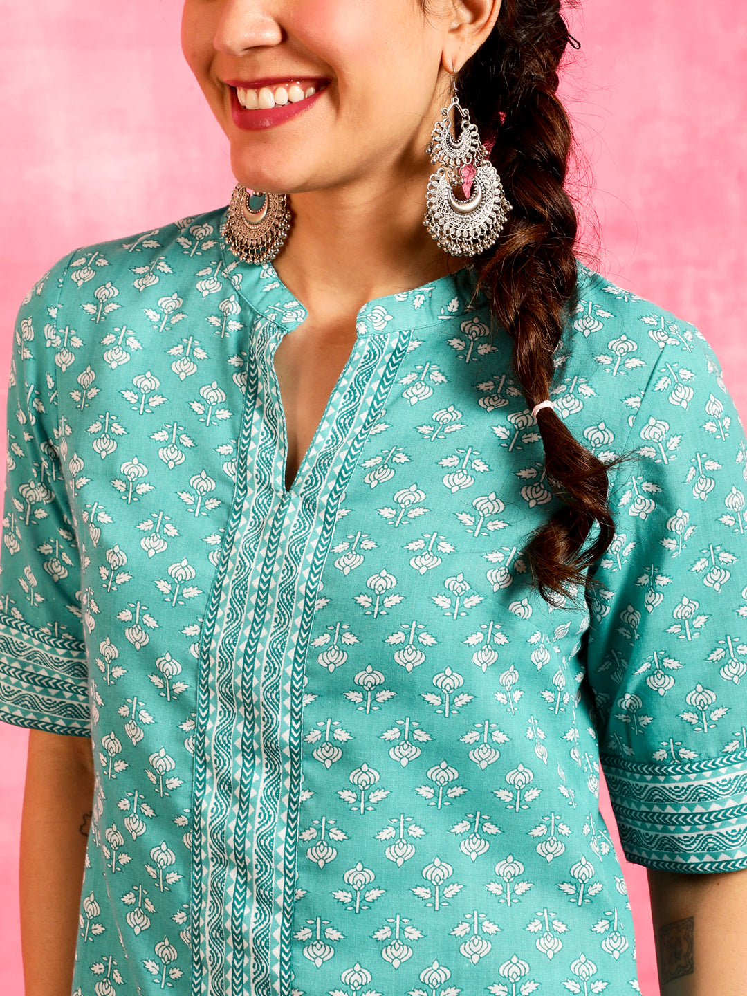 Blue Ethnic Motifs Kurta Pant With Dupatta