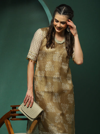 Green Floral Print Kurta With Palazzo