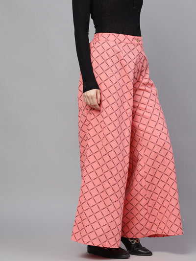Pink Geometric Print Relaxed Fit Palazzo