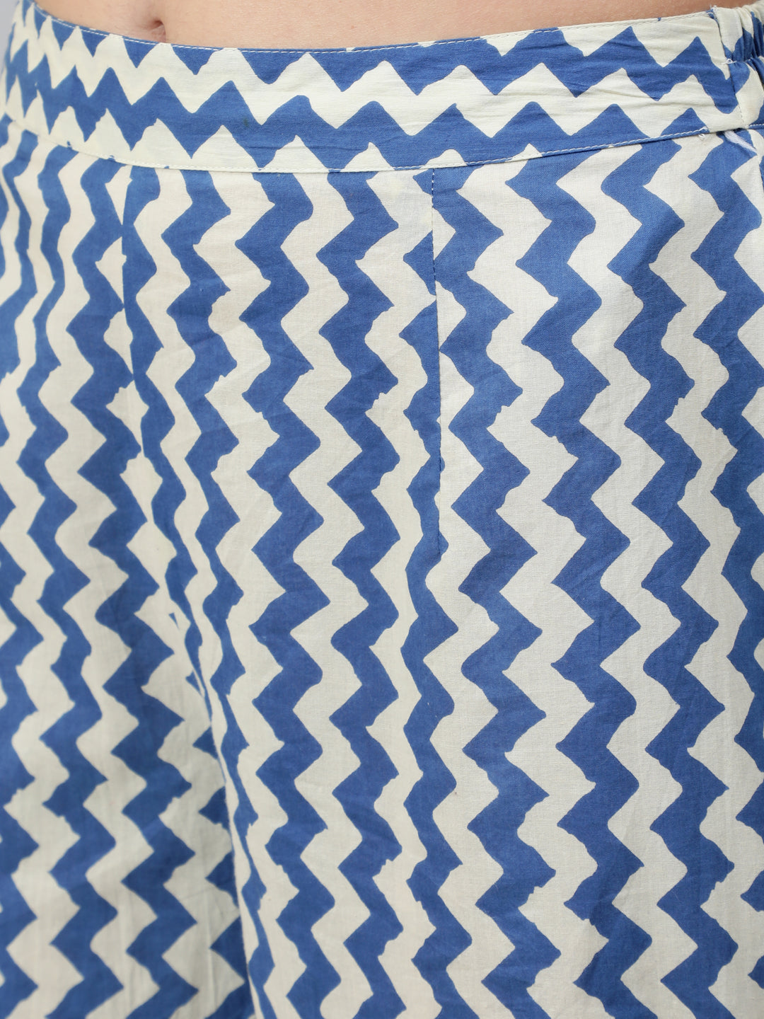 Blue Chevron Print Balloon Palazzo