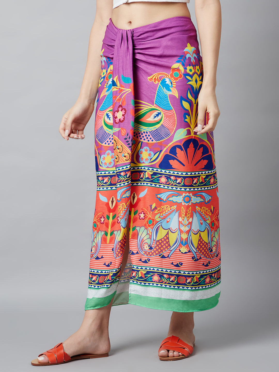 Digital Print Front Slit Skirt