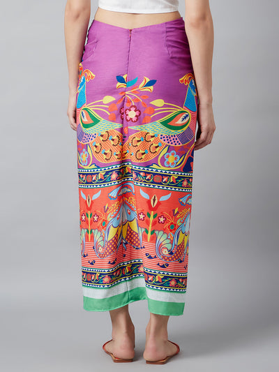 Digital Print Front Slit Skirt